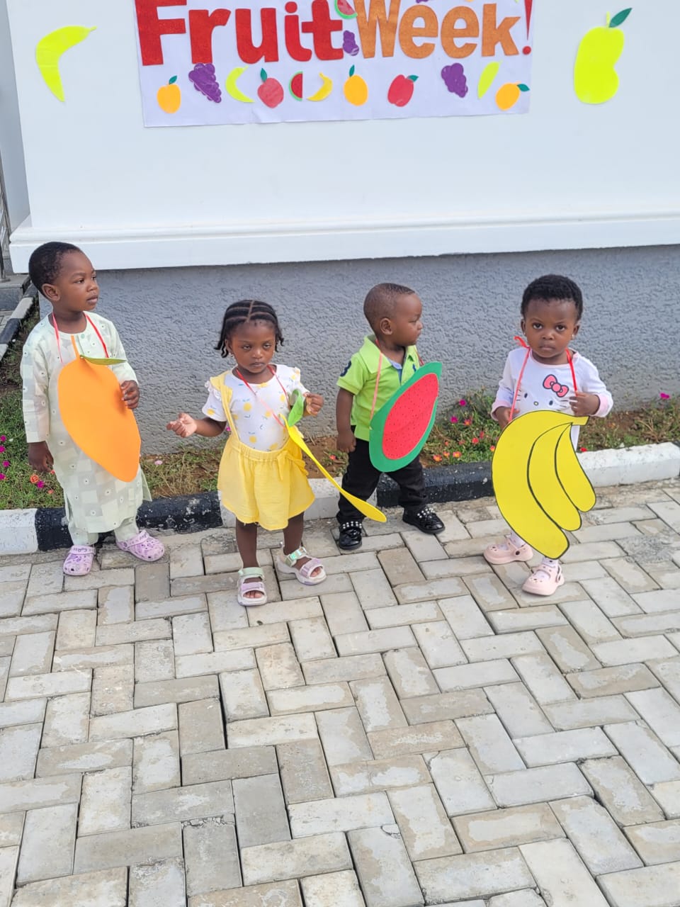 Pupils dressed as fruits for healthy eating week